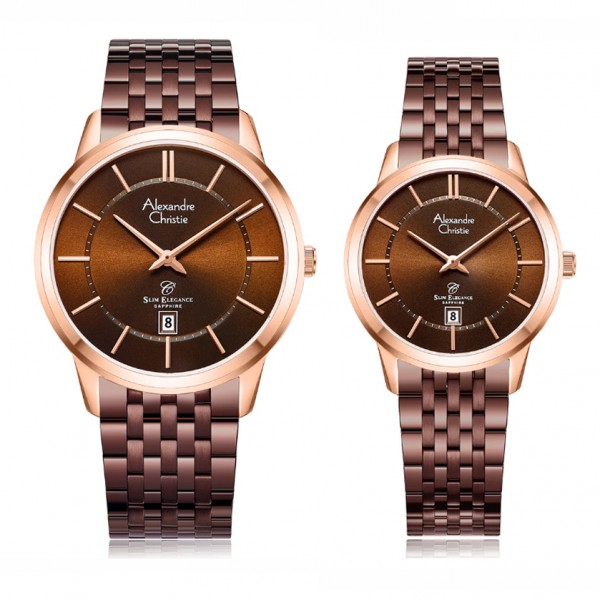 Alexandre Christie AC 8709 Rosegold Brown Couple Alexandre Christie AC 8709 Rosegold Brown Couple